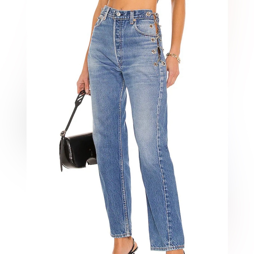 Vintage Chain Boyfriend Jean in Vintage Blue